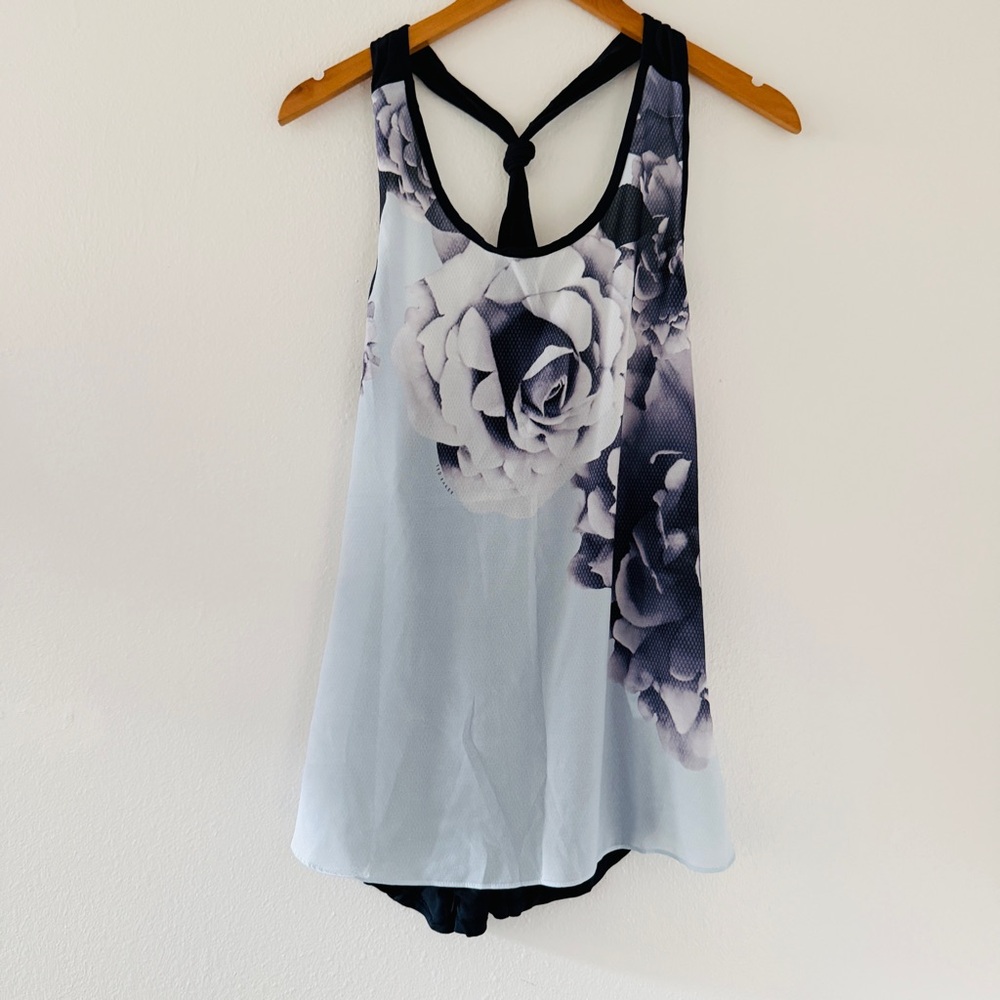Ted Baker Black and White Floral Racerback Tank Top